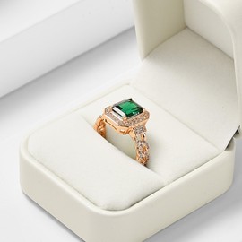 Oirlv PU Leather Beige Classic Ring Box Storage Box Gift Box for Wedding, Proposal Wedding Anniversary