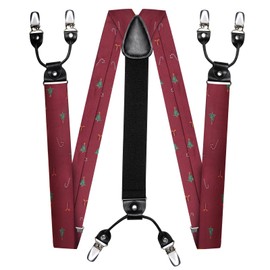 SzonMcnl Christmas Men's Braces with Bow Tie Set Braces in Y-Shape with 6 Extra Strong Clips Christmas Gifts and Bow Tie Pocket Square, Christmas Tree 1