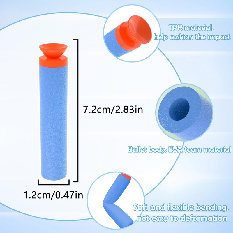 WALWAL 100 PCS Suction Darts Foam Bullet Refill Pack -