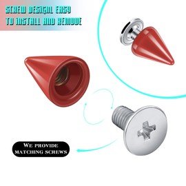 Zhengmy 100 Sets Studs and Spikes 7 x 10 mm Metal Red Punk Clothes Cone Screw Back Rivets Stud for DIY Craft Leather Shoes Jackets Clothing Garment Bags Handcrafts