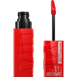 MAYBELLINE Maybelline Super Stay Vinyl Ink Longwear No-Budge Liquid Lipcolor Makeup, Highly Pigmented Color and Instant Shine, Red-Hot, Fire Engine Red Lipstick, 0.14 fl oz, 1 Count