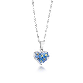 Natural Flower Jewellery Sterling Silver Small Heart Pendant Made with Real Forget Me Nots …