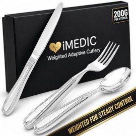 iMedic Weighted Utensils for Unsteady Hands, 3-Piece Set with Gift Box