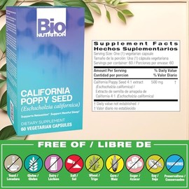 Bio Nutrition California Poppy Vegi-Caps, 60 unidades