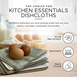 Whiffkitch Dishcloths & Cleaning Cloths - Reusable, Quick Drying, Durable Kitchen Dishcloths, Essential for Washing Dishes, Absorbent, Multi-Surface Cleaning, Scrub-Non-Scratch, 6 Pack - Solid