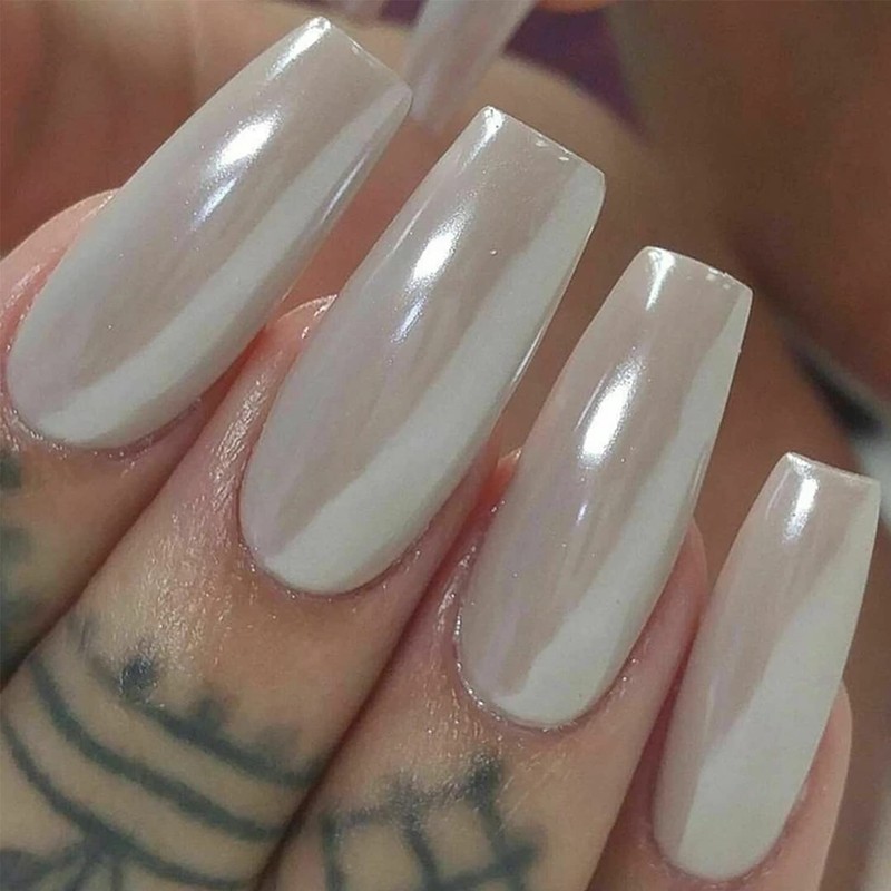 Magic White Pearl Chrome Nail Powder Solid Glitter Fairy Shell