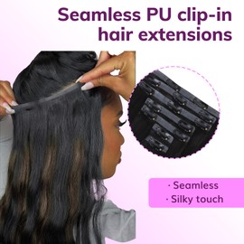 IDN BEAUTY Seamless Clip In Hair Extensions Human Hair, Straight 24 Inch 110g 7pcs, 1B/6/1B Balayage Natural Black to Chestnut Brown Remy Hair Seamless Clip Ins For Black Women PU Weft Invisible Edge