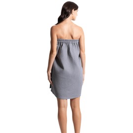 TowelSoft Women's Waffle Weave Cotton Blend Spa/Bath Body Wrap | Soft, Absorbent, and Adjustable (Gray) One Size (L/XL)