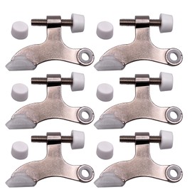 DCC Home Decor- 6 Pack of Quality Solid Heavy Duty Satin Nickel Adjustable 2.5" Wide with Extra Bumper - Metal Hinge Door Stopper to Protect Your Walls- Fits Standard Hinge Pins (6, Satin Nickel)