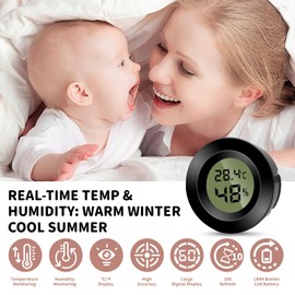 Gbformat 3 x Indoor Hygrometer Humidity Meter Digital Mini LCD Thermometer Room Hygrometer Indoor Room Thermometer Temperature and Humidity Monitor for Baby Room Wine Cellar