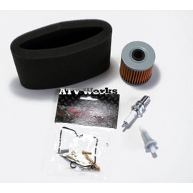 Compatible with Kawasaki KLF300 Bayou 300 2x4 1989-1995 Tune-up Kit (Carburetor Rebuild Kit, Oil Filter, Air Filter, & Spark Plug)