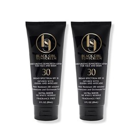 Black Girl Sunscreen SPF 30 para la cara y el cuerpo - Protección solar hidratante, SPF 30, loción solar para mujeres, ultra transparente, tamaño de v