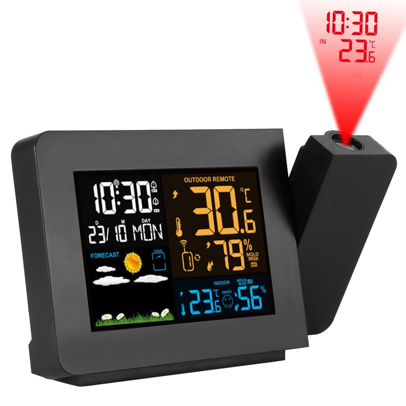 Weather Forecast Temperature Detection Projection Alarm Clock Waterproof Digital Clock