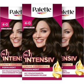 Palette Intensive Cream Colouration 4-0/800 Dark Brown (3 x 115 ml), Permanent Hair Colour for Brilliant, Long-Lasting Colour Brilliance & 100% Grey Coverage