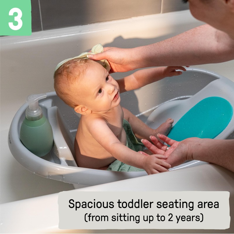 Ingenuity Comfy Clean Deluxe Newborn to Toddler Baby Bathtub, 3-in-1