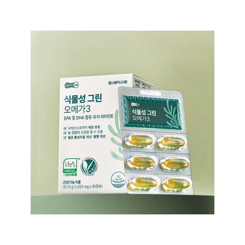 서울약사신협(백) (락토온) 식물성 그린 오메가3 30캡슐 12박스 Seoul Pharmacists Cooperative