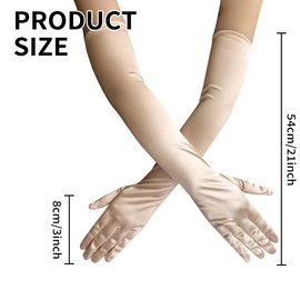 Toumett Long Black Satin Gloves,White Gloves Fancy Dress,Red Gloves Women,Silk Gloves,Stretchy Elbow Length Gloves,for 1920s Style Costume Evening Opera Bridal Party Wedding Prom (Champagne)