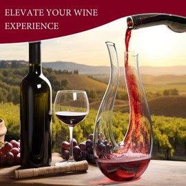 Gorgeous Harp Design Wine Decanter & Aerator - 750ml Hand-Blown Lead-Free Crystal, Gift-Boxed for Elegance, Perfect for Parties and Enhancing Wine Tasting Experience
