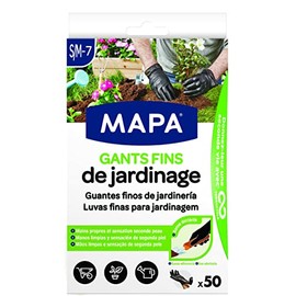 Mapa - Thin Gardening Gloves x 50 - Dexterity & Strength - Nitrile & Vinyl - Dispenser Box of 50 Thin Gloves - Black - S/M