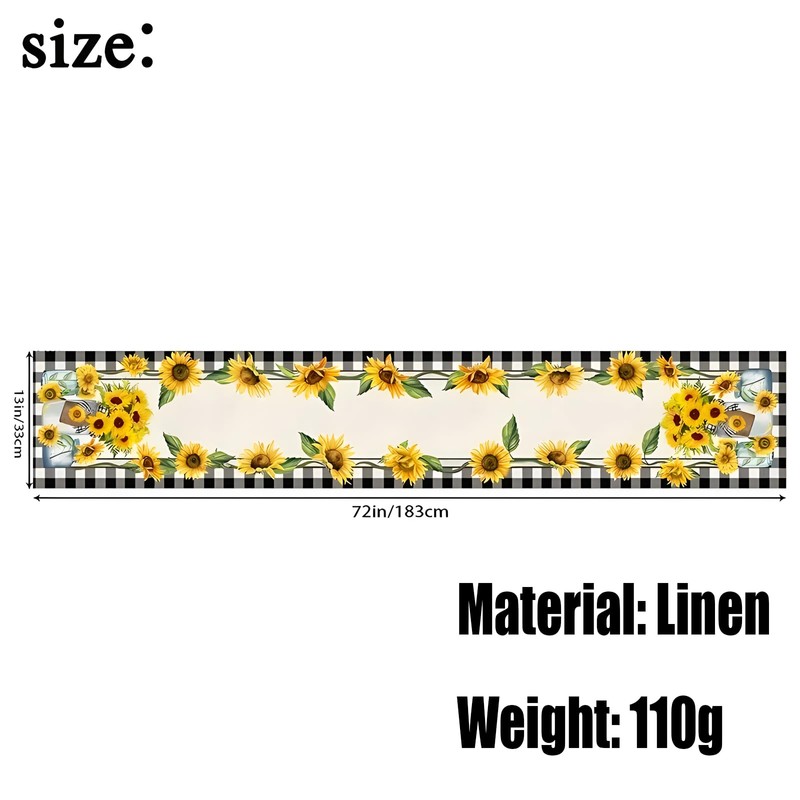 JYJLLM sunflower linen table runner，Seasonal Spring Kitchen Dining Table Decoration