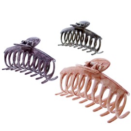 Pack of 6 Assorted Winter Marble Effect 9cm Round Barrel Hair Claws/Clamps