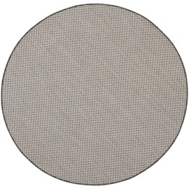 Nourison Courtyard Indoor/Outdoor Ivory/Charcoal 4' x Round Area Rug, Easy Cleaning, Non Shedding, Bed Room, Living Room, Dining Room, Backyard, Deck, Patio (4 Round)