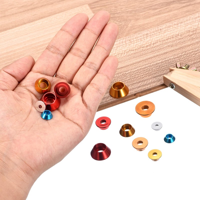 uxcell M4 Cone Cup Countersunk Washers, 20 Pcs Anodized Aluminum