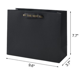 HANSWARE 4 Pack 9.6" Medium Black Gift Bags with Handles Paper Gift Bag with Tissue Paper for Weddings,Graduations,Party,Shopping,Retirements,Valentine's Day,9.6" L x 3.7" W x 7.7" H