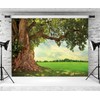 BINQOO Spring Tree Backdrop 7x5ft Spring Nature Green Grassland Photo