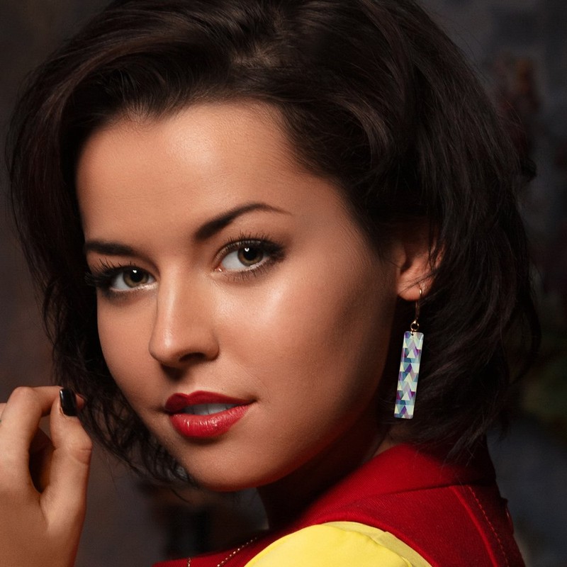 Modern Long Rectangular Dangle Earrings, Party Occasions, Original Gifts for