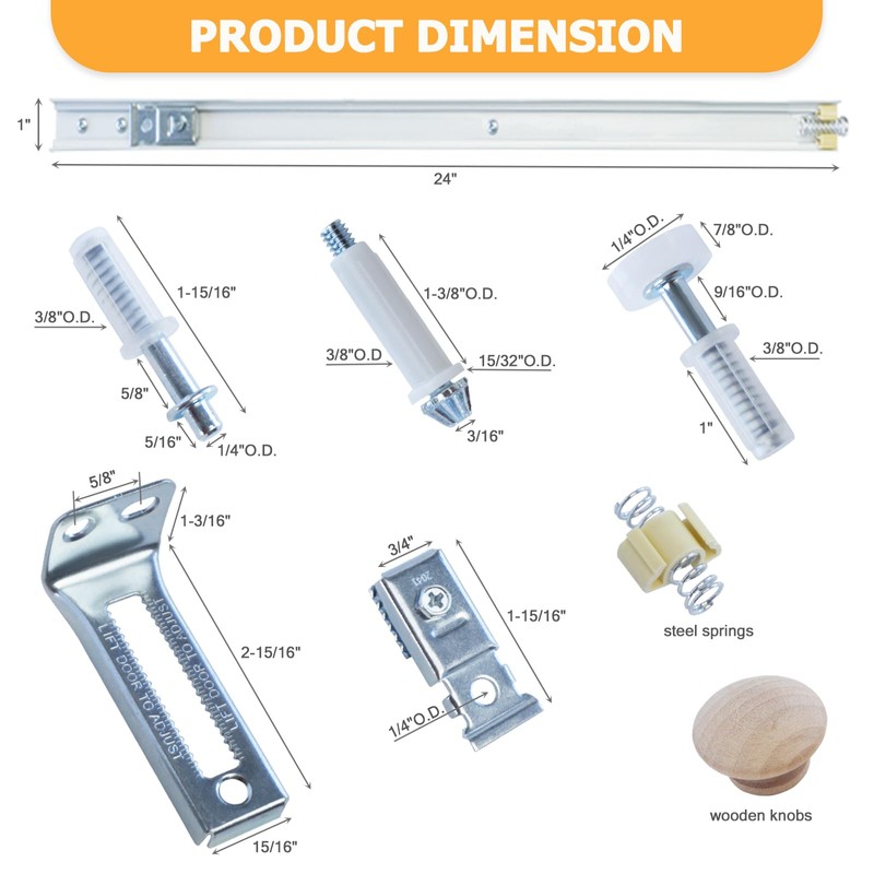 Bifold Door Hardware with Track, 24-Inch Bi-fold Closet Door Track