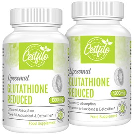 Cestfilo Liposomal Glutathione Reduced 1300 mg, Active Form L Glutathione Reductase (GSH), Powerful Antioxidant for Optimal Cell Protection (60 Count (Pack of 2))
