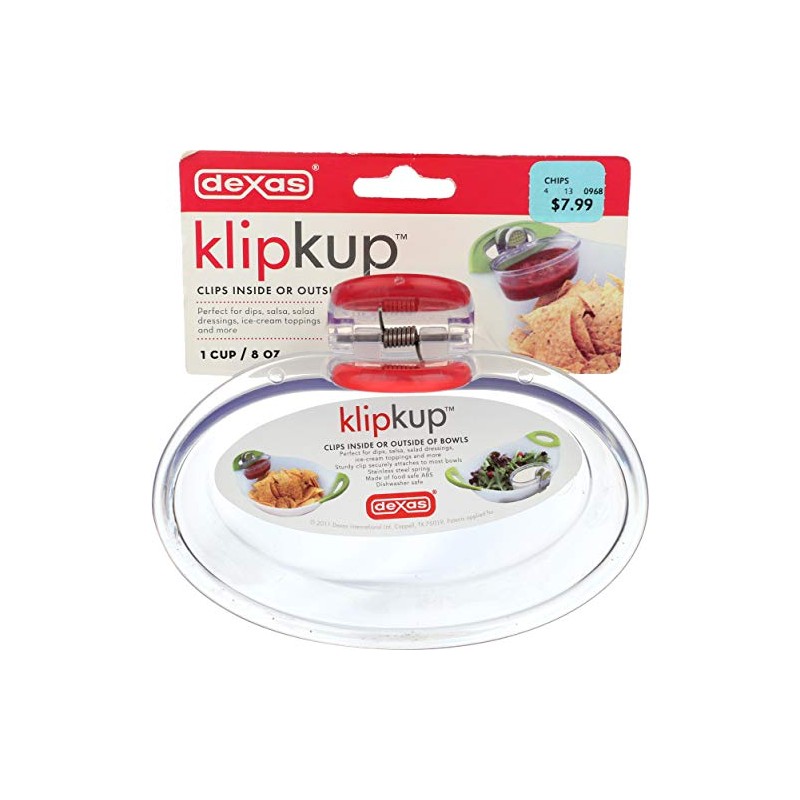 Dexas Klipkup Clip- On Condiment Cup, 1 Cup Capacity, Red
