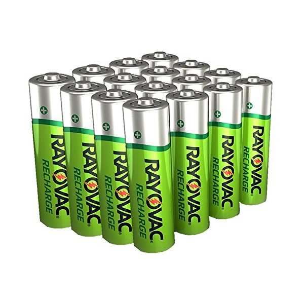 16 x Rayovac AA Recharge 1350mAh Rechargable NiMH Batteries w/Free Battery Holders (16 AA Batteries) Packaging May Vary