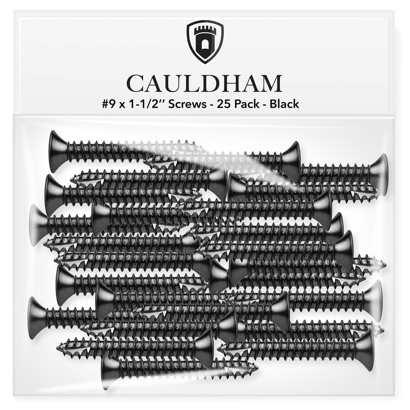 Cauldham Black Wood Screws #9 x 1-1/2 Inch for Door