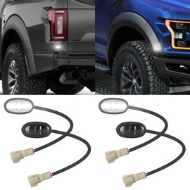 POPMOTORZ 4Pcs LED Fender Side Marker Lights Assembly, 2 Pcs White Front Fender Flare Lights & 2 Pcs White Rear Full Dually Trunk Bed Fender Lamps Kit for Ford F150 R-aptor 2016-2020 Trucks/Pickup