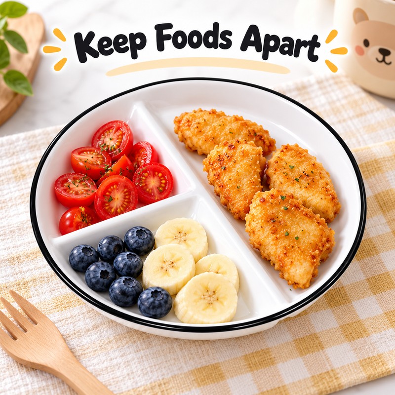Ceramic Divided Plate for Kids – 3-Section Cartoon Dinner Dish