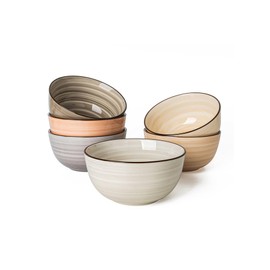 Sweese Cereal Bowl - 20 Oz Soup Bowls Set of 6 for Cereal, Snack, Rice, Salad, Side Dishes, Porcelain Bowls for Kitchen Decor, LEAD & CADMIUM FREE, Multicolor, Neutral