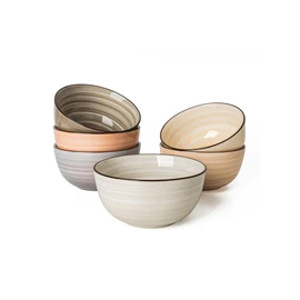 Sweese Cereal Bowl - 20 Oz Soup Bowls Set of 6 for Cereal, Snack, Rice, Salad, Side Dishes, Porcelain Bowls for Kitchen Decor, LEAD & CADMIUM FREE, Multicolor, Neutral