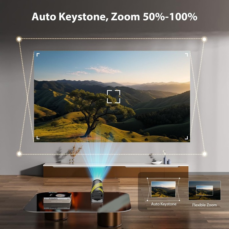 Mini Portable Projector with WiFi 6 and Bluetooth 5.0 Smart