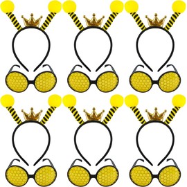 Flahard 12 Pcs Bee Headband Glasses Set Bee Headband with Sunglasses for Adults Kids New Year Cosplay Costume Accessories