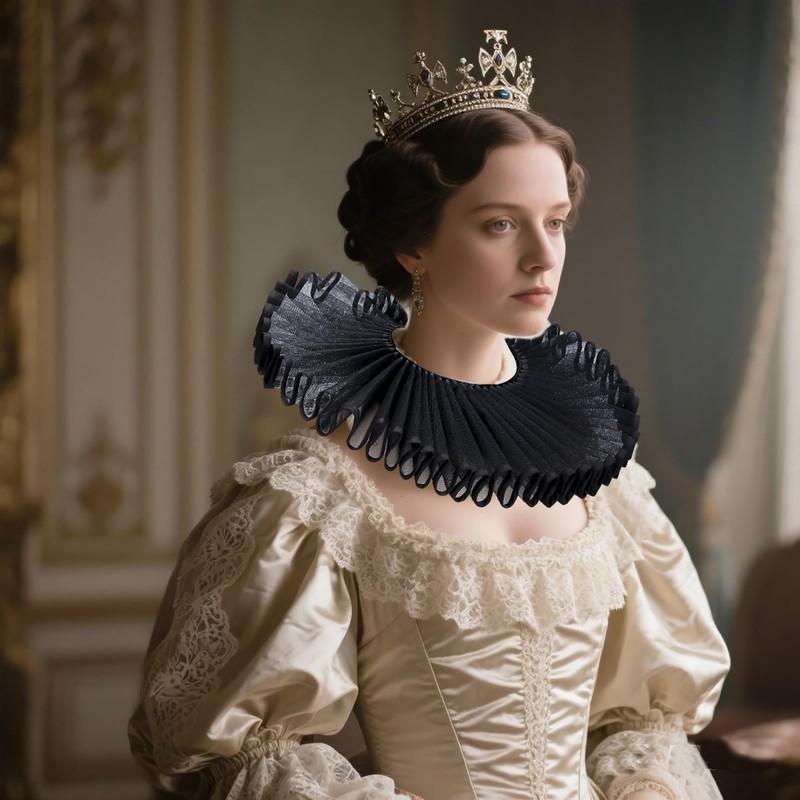 RAINDEWLL Clown Jester Collar Detachable Elizabethan Victorian Neck Ruffle Collar