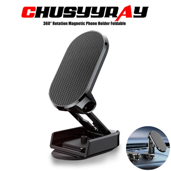 CHUSYYRAY 360° Rotating Magnetic Car Phone Holder Folding Mount Stand