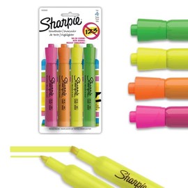 Sharpie® Tank Resaltador/Marcador de Texto, Punta Cincel/Biselada, Surtidos, 4 Piezas, 1805683