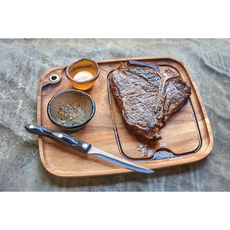 Ironwood Gourmet Fort Worth Steak Plate with Juice Channel, Acacia