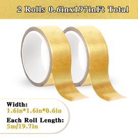 Ymapinc 2 Rolls Gold Washi Tape, Mirror Gold Tape Decorative Tape for Crafts, Shiny Metallic Gold Tape for Wall Decor, TV Frame, Gift Wrapping 0.59In × 16.4Ft (5m)