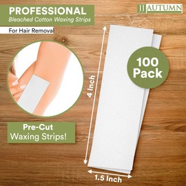 JJ Autumn Cotton Wax Strips for Hair Removal | Waxing Strips for Face and Eyebrows | Salon Grade Facial Wax Cloth Strips Sheets, Epilating Strips for Women Men -100 Count