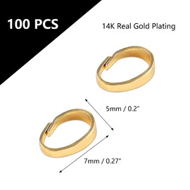 Cierre de oro con colgante de 100 ganchos para hacer joyas, latón chapado en oro de 14 quilates, conectores para collar, 5 x 7 mm