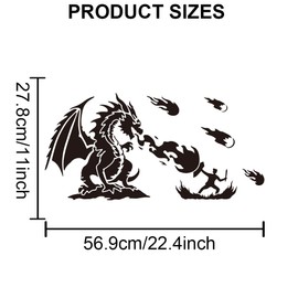 MAYJOYDIY 2pcs Dragon Warrior Flame Stencils 22.4×11inch Splicing Style Medieval Dragon Stencil with Paint Brush 11.8×11.8inch Large Flame Fire Template for Fabric Walls Furniture