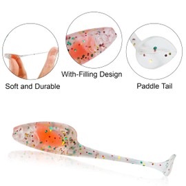 Crappie Lures Soft Plastic Lures Kit - 44pcs Crappie Baits Colorful Paddle Tail Swimbaits for Crappie Trout Bass Panfish Bluegill
